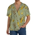 thumbnail image 7 of Lsque Cartoon Corn and Wheat print Men's Cuban Collar Short Sleeve Shirt Summer Beachwear Casual Button Down Fashionable Vacation Leisure Shirt-Small, 7 of 7