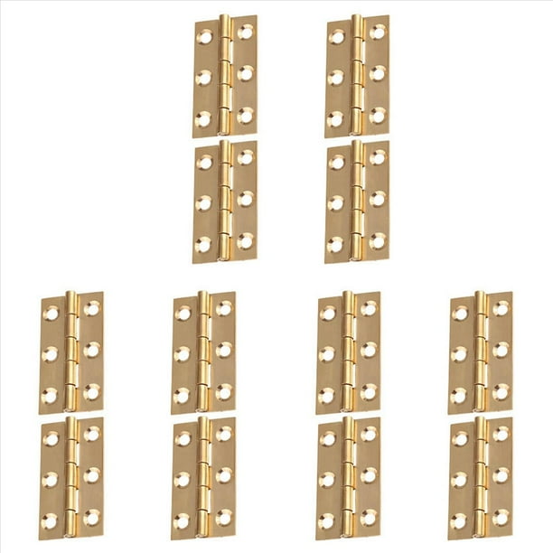 12 Piezas de Bisagras de Cadera de Latón Macizo de 5,1 cm Adecuadas para Puertas de Armario, Bisagras de Latón con de Esquina Redonda para Maletero con Tornillos