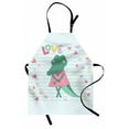 thumbnail image 1 of Gator Apron, Cartoon Female Crocodile with Polka Dotted Dress and Love Typography Hearts, Unisex Kitchen Bib with Adjustable Neck for Cooking Gardening, Adult Size, Multicolor, by Ambesonne, 1 of 4