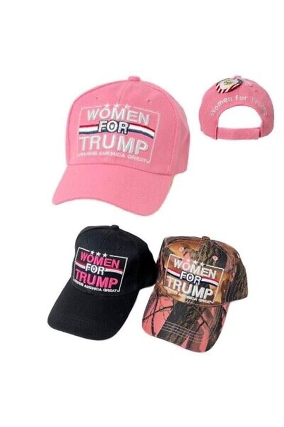 WOMEN FOR TRUMP 2024 KEEPING AMERICA GREAT LADIES EMBROIDERED HAT CAP (BLACK)