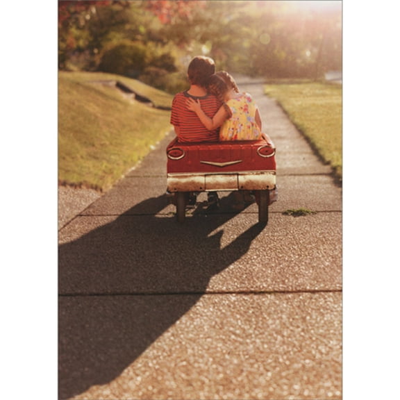 Avanti Press Boy and Girl Riding In Toy Car on Sidewalk Romantic Valentine's Day Card