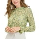 thumbnail image 1 of Blusa Floral Cuello Volantes Encaje Ganchillo Verde T M, 1 of 6