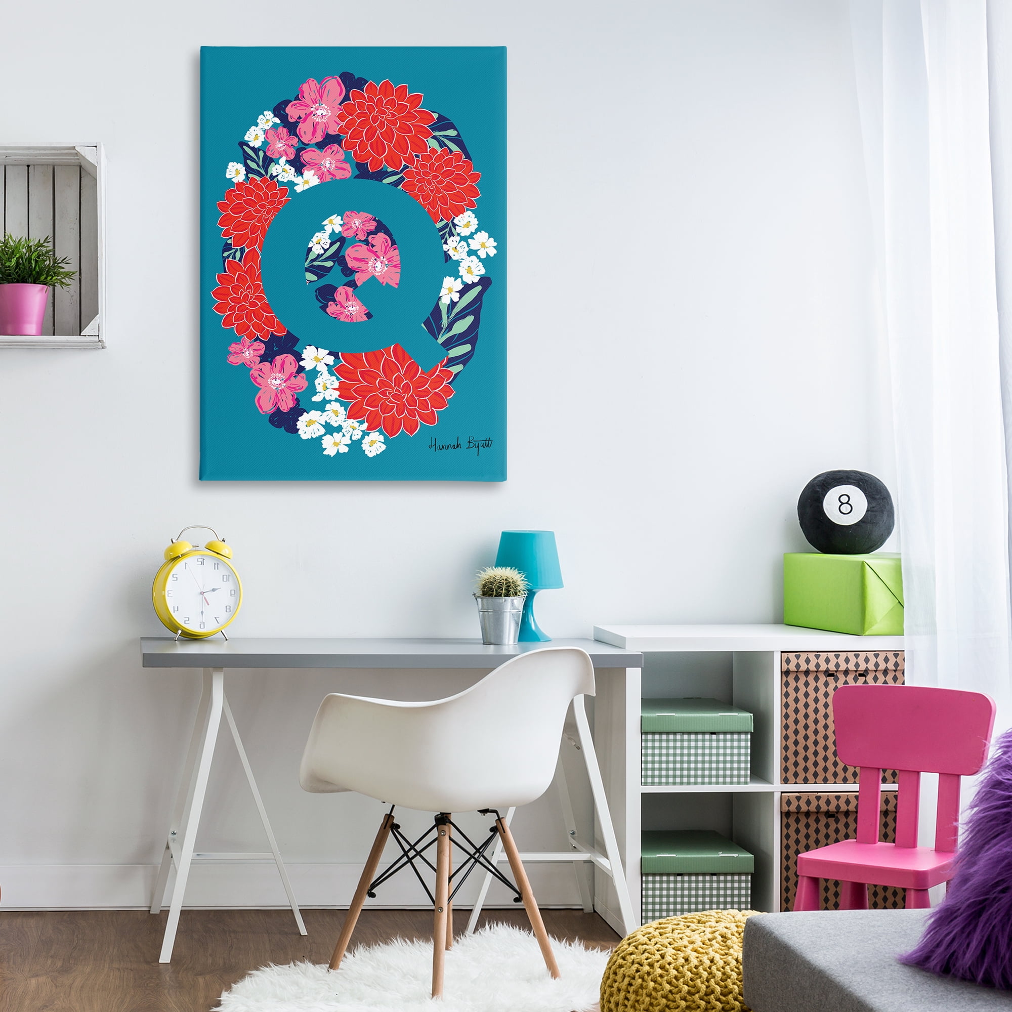 Stupell Industries Floral Bloom Letter Q Botanical & Floral Painting Gallery Wrapped Canvas Art Print Wall Art, 30 x 45