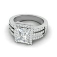 thumbnail image 4 of 2 Carat Princess Cut Moissanite Engagement Cluster Ring Platinum Over 925 Sterling Silver, 4 of 5