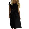 thumbnail image 4 of Bosfbaoi Dresses For Women Linen Cotton Lace Trim Maxi Dress Empire Waist Summer Dress Loose Boho Women Dresses Casual Sundress, 4 of 8