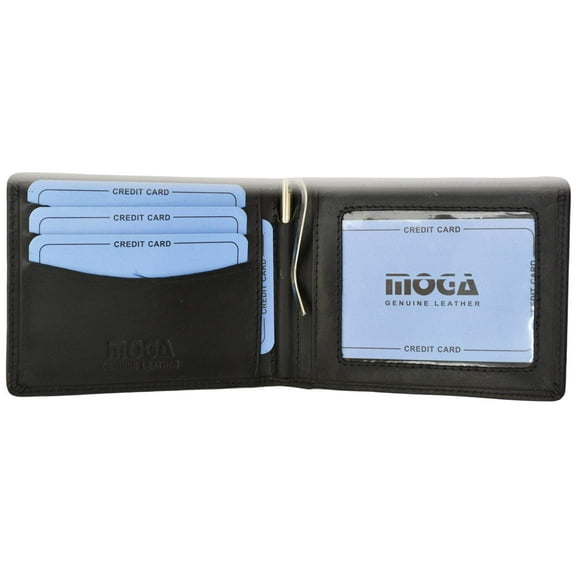 Moga High End Leather Mens Card ID Holder Bifold Wallet with Money Clip 91162