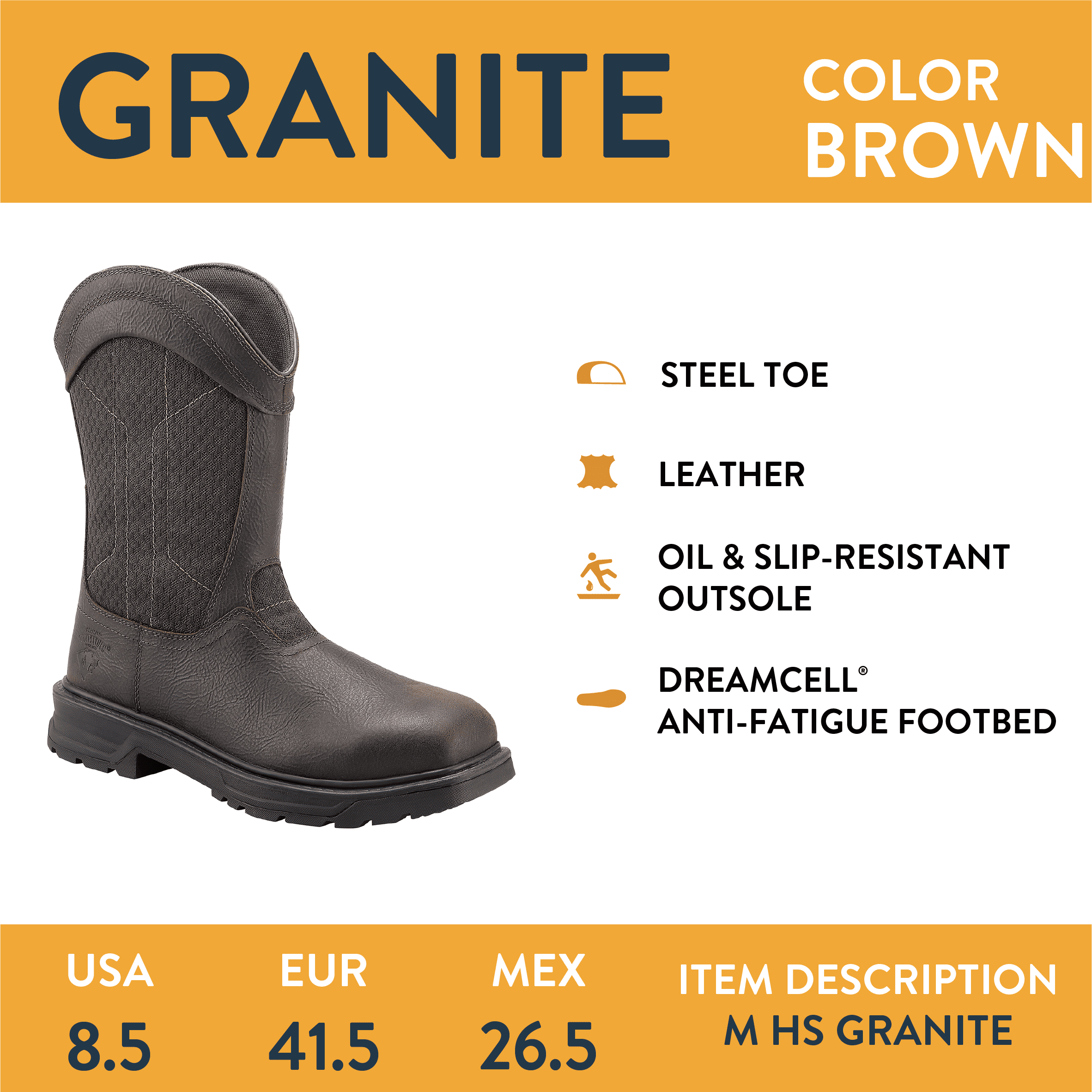 Herman Survivors Men's Granite Pull On Steel Toe Work Boots