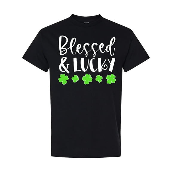 Inktastic Blessed and Lucky 4 Leaf Clovers St. Patrick's Day T-Shirt