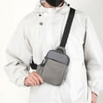 thumbnail image 1 of Pequeña bandolera, bolso cruzado para hombres, organizador de viaje de nailon ligero con correa ajustable, orificio para auriculares, gris blanco resistente al agua 22x14x3cm, 1 of 6
