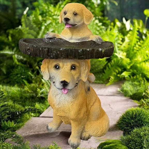 Desktop Decor,Playful Garden Puppies Yard Polyresin Birdbath Bath Bird For Home Garden Antique Decoration & Hangs