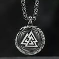 thumbnail image 2 of GKNET Mens Viking Valknut Amulet Pendant Protection Necklace Punk Biker Delicate Jewelry 24", 2 of 4