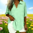 thumbnail image 5 of Xuyuer Plus-Size-Summer-Tops for Women Collared V Neck Cotton Linen Polo Shirts Flowy Tunics Trendy Half Sleeve Blouses S-2XL, 5 of 7