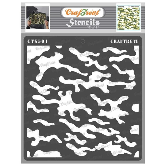 CrafTreat Camouflage Stencil for Painting and Crafting - 12"x12"