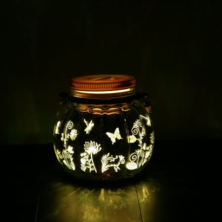 Light Butterfly Candle Choice Mason Jar Light Indoor Outdoor Waterproof Lantern. 2 AA Battery Operated Jar Light with Remote and Timer. Butterfly and Flowers Design ()