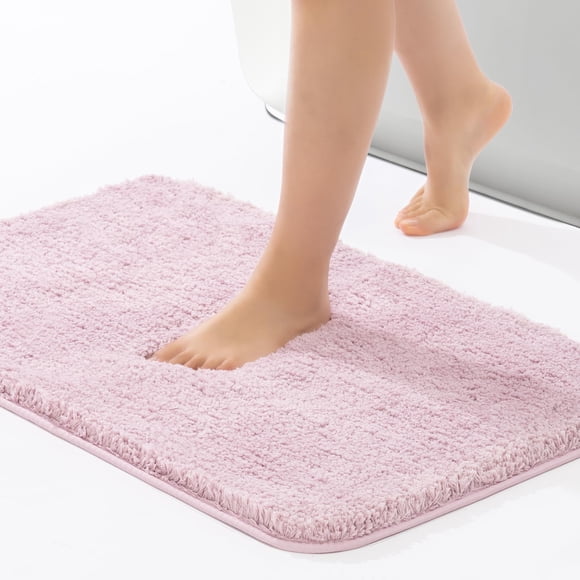 Alfombra de baño ROSMARUS Shaggy, antideslizante, absorbente de agua, 60 x 90 cm, color malva