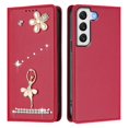 thumbnail image 2 of Leather For Samsung Galaxy S22 5G Case 【RFID Blocking】Ballet Girl Flip Wallet Leather Case With Card Holder Magnetic Closure  Phone Cases Cover,Red,For Galaxy S22 (5G), 2 of 8