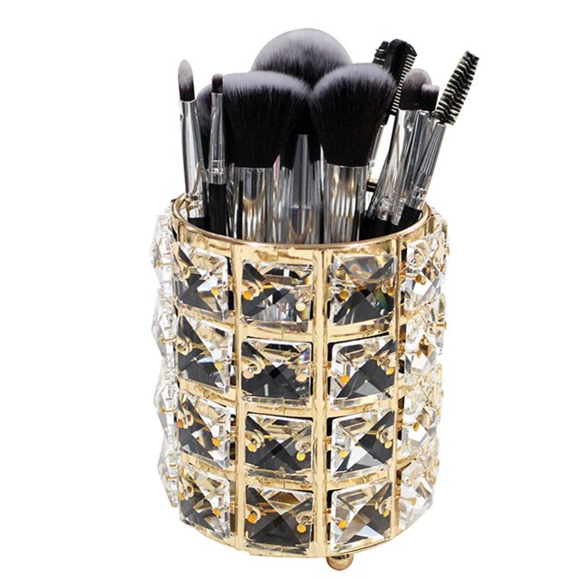 Organizador de pinceles de maquillaje de acrílico, soporte transparente para lápices y bolígrafos, solución de almacenamiento para vasos de pinceles de cosméticos, redondo