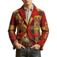 thumbnail image 4 of Vestido de Ceremonia de Impresión de Corduro de Abrigo Largo para Hombre con Blazer de Fiesta de Botón de Bolsillo, 4 of 4