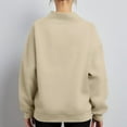 thumbnail image 6 of Oversized Sweatshirts Women Trendy Slit Mock Neck Plain Pullover Long Sleeve Tops Baggy Casual Sweaters, L Khaki-N, 6 of 8