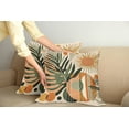 thumbnail image 2 of Ambesonne Monstera Throw Pillow Cover 2 Pack, Leaves Mid Century Boho, 24", Peach and Pale Reseda Green, 2 of 7