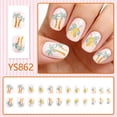 thumbnail image 2 of Yoyauz 24 Pieces Of Yellow Pressed Nails, Complete Set Of Short Square Spring And Summer Fake Nails With Hand-Painted Lemon Coconut Tree Pattern, Reusable For Women To Stick On Nails, 2 of 9