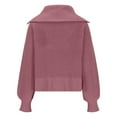 thumbnail image 5 of HAiming Womens Sweaters Fall Trendy Half Zip Sweater Casual Long Sleeve Lapel V Neck Ribbed Knit Pullover Jumper Tops, 5 of 5