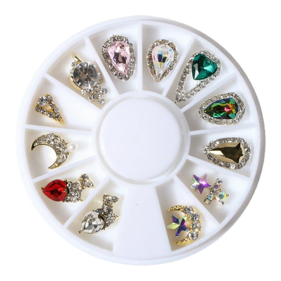 UDIYO 1 Box Nail Decoration Sparkling Surface Creative Shape Alloy 3D Rhinestones Decor Luxury DIY Nail Art Jewelry Nail Supplies