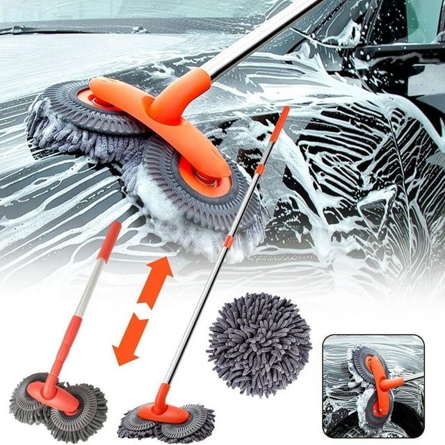 Long Handle Car Wash Brush and Microfiber Cleaning Kit for Effortless Vehicle Detailing