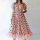 thumbnail image 3 of Women's Fashion Strawberry Print Deep V Short Sleeve Mesh Cocktail Party Dress, 3 of 4