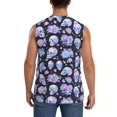 thumbnail image 4 of Pofeuu Blue Skull Flower Print Men's Muscle T-Shirt, Sleeveless, Muscle Tank, Classic Muscle Tee Top For Men Casual Sleeveless Muscle T-Shirt Trendy Clothes-3X-Large, 4 of 7