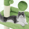 thumbnail image 5 of MoNiBloom 32" Cat Tree Tower with Leaf Design, Scratching Posts, Perch, Cat Cave and Hanging Ball for Indoor Cats, Lawn Green, 5 of 9