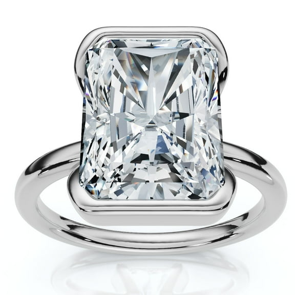 2.0 Ct Radiant Cut Simulated Diamond Ring, Solitaire Diamond Engagement Ring, Half Bezel Diamond Wedding Ring, Single Diamond Ring, 925 Sterling Silver, Proposal Ring For Girlfriend
