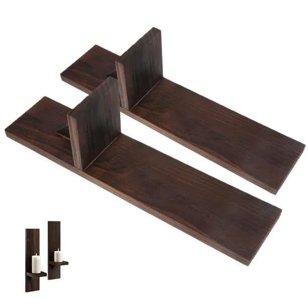 Portavelas De Madera Estante Para Velas Montado En La Pared Estante Multiusos Estante Colgante Con Plataforma De 9 Cm Textura De Madera Transparente Para Jarrón De Velas Botellas De Aroma Castaño Eigraketly HA021338-00