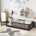 thumbnail image 2 of Sesslife Twin Size Floor Bed with Door and Fence, Wood Floor Platform Bed with Slats, Toddler Bed for Kids Boys Girls, Montessori Bed, No Box Spring Needed, Espresso, 2 of 8