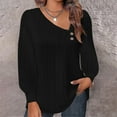 thumbnail image 2 of Yuyuzo Womens Puff Long Sleeve Shirts Collared Button V Neck Tunic Tops Textured Loose Fall Blouses, 2 of 7