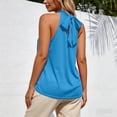 thumbnail image 4 of Alun Womens 2026 Fashion Summer Tank Tops Dressy Casual Lace up Halter Top Solid Color High Neck Sleeveless Tshirt Beach Vacation Thin Breathable Loose Fit Daily Wear Sky Blue L, 4 of 6