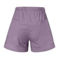 thumbnail image 4 of YUGYXL Plus Size Cotton Linen Shorts for Women Loose Drawstring Summer Shorts with Pockets High Stretch Waist Holiday Shorts Purple L, 4 of 6