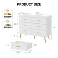 thumbnail image 2 of TROPOW 6 Drawer Dresser with Storage Space, Modern Wooden Dresser with Gold Handles, Chest Dresser with Deep Drawers for Bedroom, Living Room and Entryway,White, 2 of 9