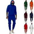 thumbnail image 1 of BADHUB Mens 2 Piece HoodedTracksuit Casual Athletic Sweatsuits Solid Color Drawstring Jogging Suit Set Long Sleeve Pullover and Jogger Pant Deals of the Day Clearance Orange,M, 1 of 6