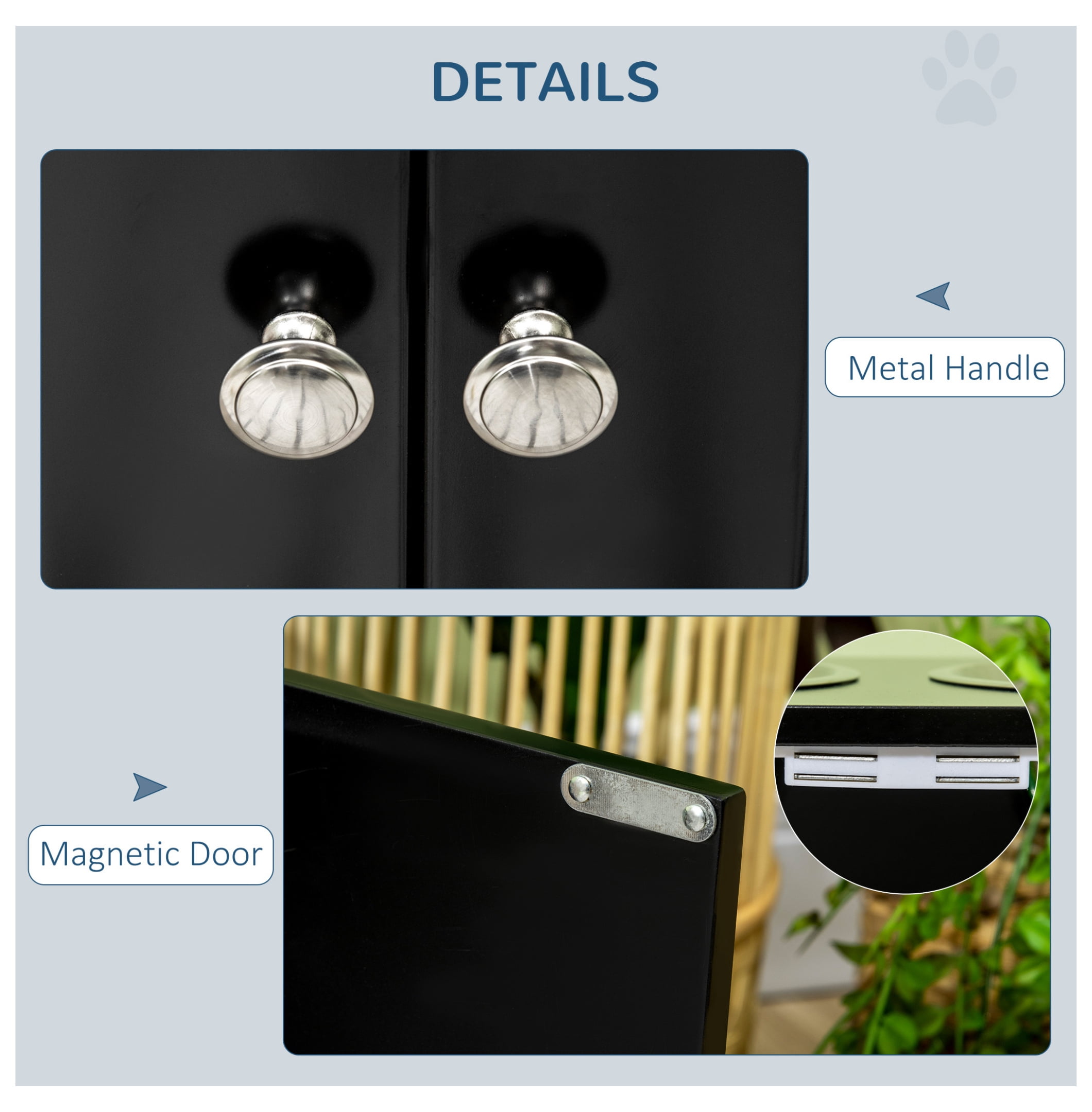 Raised Dog Bowls with Storage, 44L Pet Feeder Station, Large Stainless Steel Bowls, Elevated Dog Bowl Stand for Large Dogs, Black