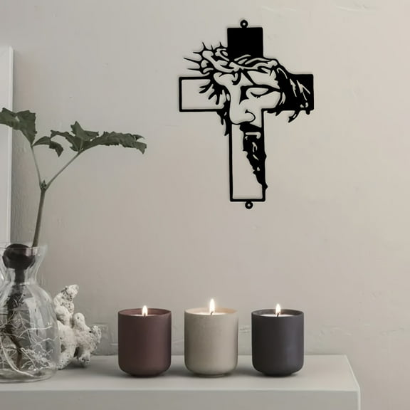 1pc Elegant Metal Cross Wall Art Decoration for Home, Office, and Holiday Celebrations - Perfect for Easter, Thanksgiving, Halloween, and More