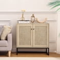 thumbnail image 3 of Ourlova Sideboard Buffet Cabinet with 2 Rattan Doors Farmhouse Console Table with Storage Entryway Accent Table Kitchen Cupboard for Living Room Hallway Dining Room-Natural, 3 of 7