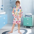 thumbnail image 5 of FORMRS Kids Bathrobe Unisex Hooded Robe Toddler Pajamas Sleepwear, Size 2-3T, Colorful Circles, 5 of 7