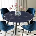 thumbnail image 5 of Elastic Fitted Round Tablecloth, Navy Blue Waterproof Stretch Table Cover for 55"-60" Tables, Spring Flora Washable Outdoor Tablecloths for Patio, Picnic, Camping, 5 of 9