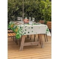 thumbnail image 2 of Outdoor Tablecloth with Umbrella Hole and Zipper, St. Patrick's Day Rectangle Table Cloth 60x102 Inch Waterproof Tablecloth, Farmhouse Green Lucky Clovers Coin Picnic Table Cover for Patio Camping, 2 of 7