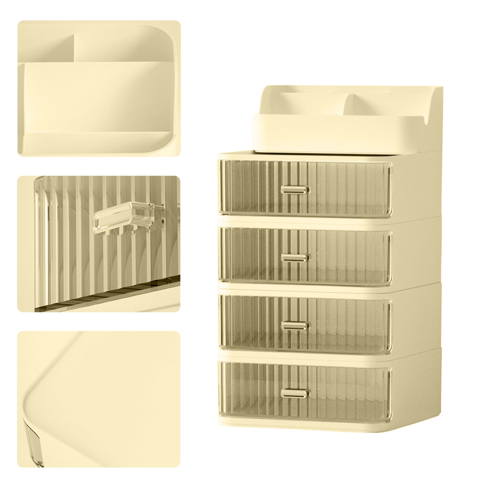 Multipurpose Desktop Organiser Trays with Clear Drawer Stackable Plastic Storage Box Container For Cosmetics Pens Marker