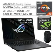 ASUS ROG Zephyrus Gaming Laptop,165Hz 3ms WQHD 15.6" Display,AMD Ryzen 9, GeForce RTX 3070 8GB GDDR6, 24GB RAM, 2TB SSD, USB-C, Backlit KB, WiFi 6, RJ-45 Ethernet, Mytrix Wireless Mouse, Win 10