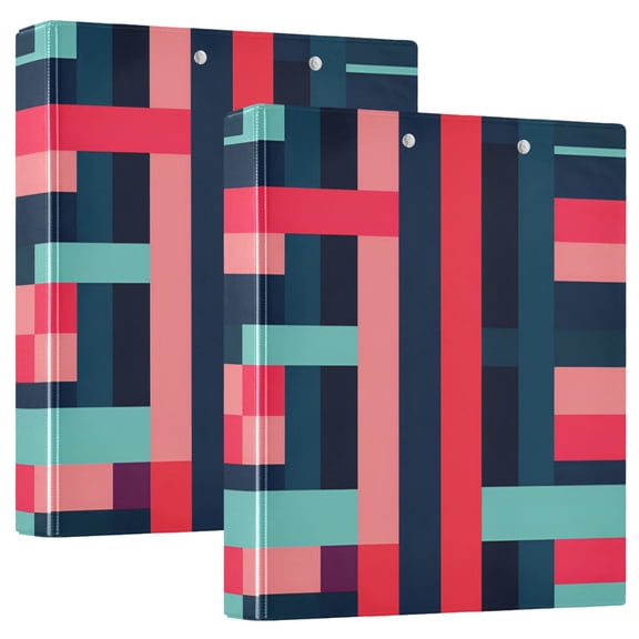 FORMRS 3 Ring Binder 1.5 inch with Pockets Set of 2 Clip Board 200 Sheets Capacity, Navy Blue Stripes