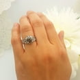 thumbnail image 4 of 1.60 Carat (ctw) 10K White Gold Round Black & White Diamond Ladies Halo Style Bridal Engagement Ring Matching Band Set, 4 of 4