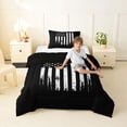 thumbnail image 4 of Manfei Vintage American Flag Twin Comforter Sets,White Black Bedding Set,Black Reversible,2-Piece,1 Comforter and 1 Pillowcase, 4 of 7